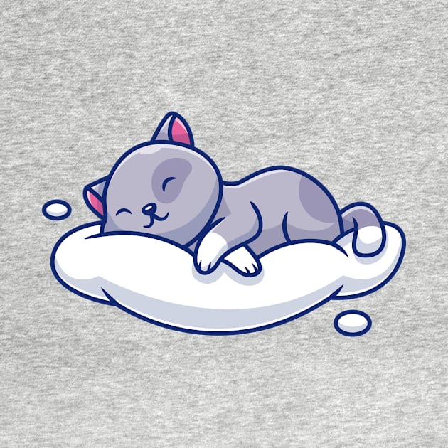 Cute Cat Sleeping On The Cloud by Catalyst Labs